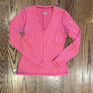 Under Armour Vibrant Pink Long Sleeve V-Neck Top